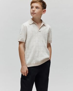 Kids elden knit johnny collar polo