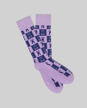 Mens all over square bunny dress sock