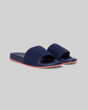 Mens contrast sole knit slides
