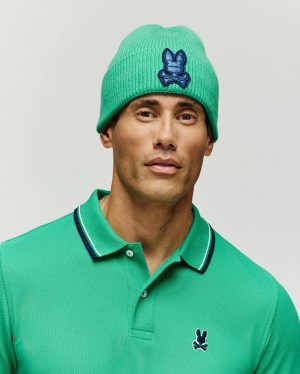 Mens riven puffer patch beanie