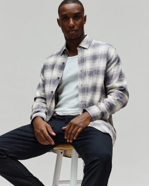 Mens kurt plaid flannel shirt